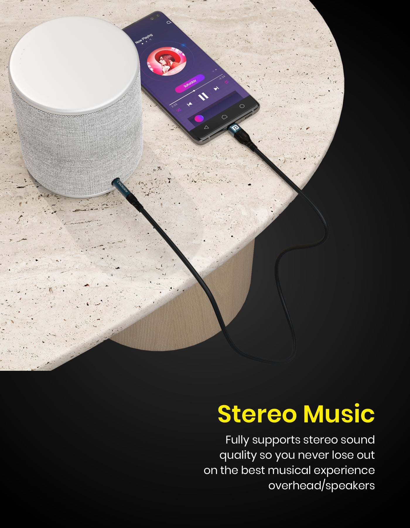Portronics iKonnect C MAX, 8 pin to 3.5 mm AUX Connectorcomes with stereo speakers for premium listening experience