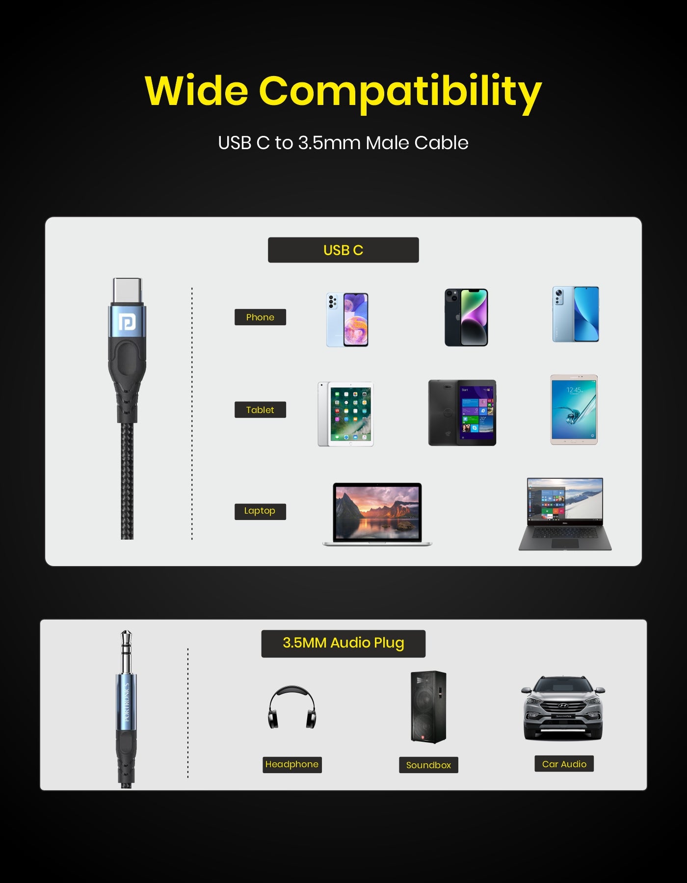 Portronics iKonnect C MAX, 8 pin to 3.5 mm AUX Connector