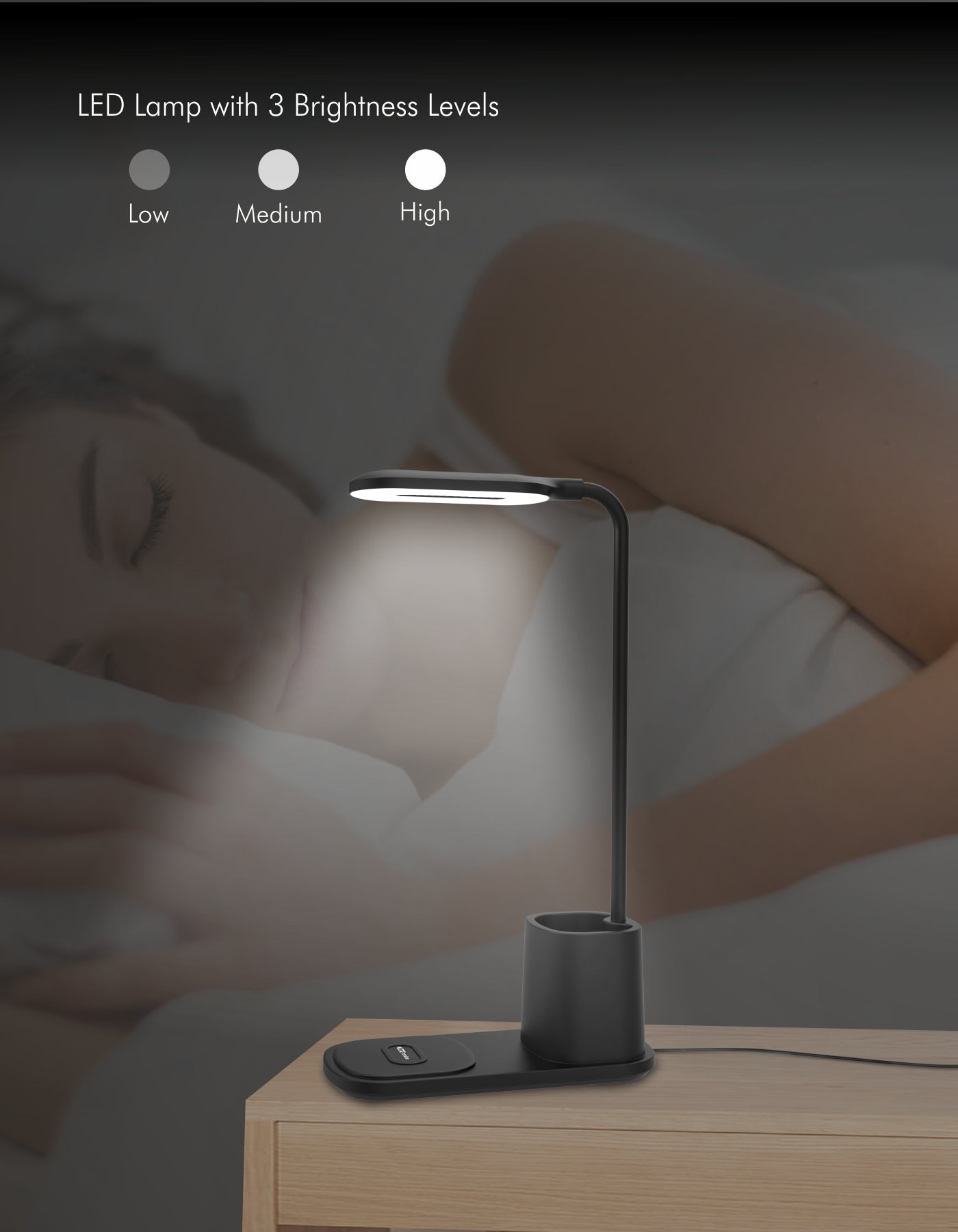 Portronics Brillo II 3 in 1 Wireless Charger & Lamp | Pen holder