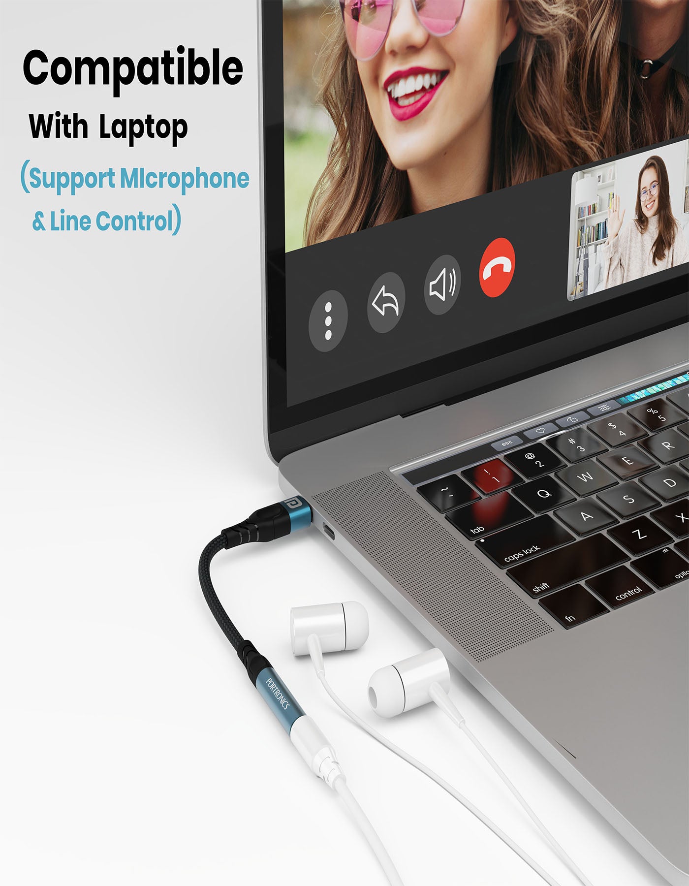 Portronics iKonnect One 2-in-1 8Pin to AUX & 8Pin Connector