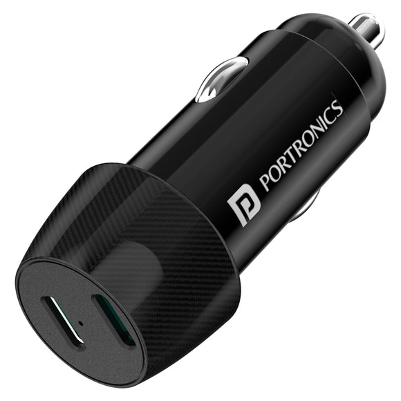 Portronics Car Power 5 Car Charger With Dual USB Port (12W) (Black