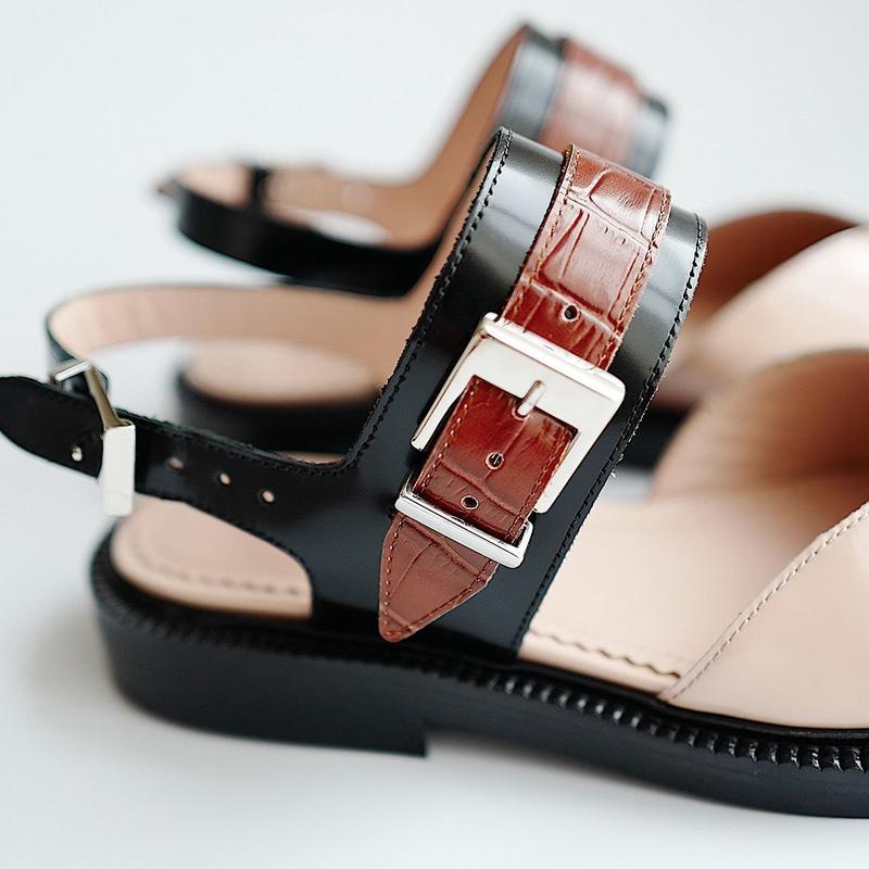 buckle color block sandals