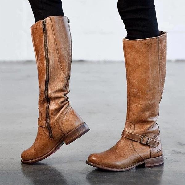 womens artificial leather zipper daily vintage boots