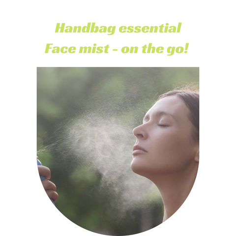 Handbag Essential | Face Mist on the go | Lady spraying her face with a toner or face mist