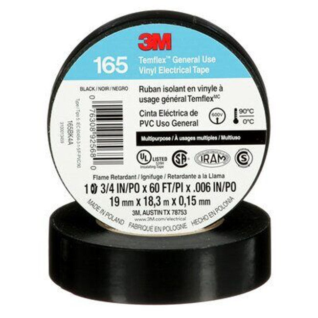 22 50MM 3m, Electrical Insulation Tape, PVC (Polyvinyl Chloride), Black