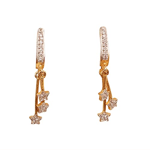 Touchstone Indian Bollywood Fine Jewelry Inspired Cubic Zirconia CZs studded Designer Jewelry Long Chandelier Earrings In Gold And Silver Tone For Women.