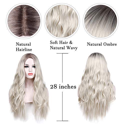 Wigs Vigorous Ombre Wig Long Curly Wavy Platinum Blonde Wigs For