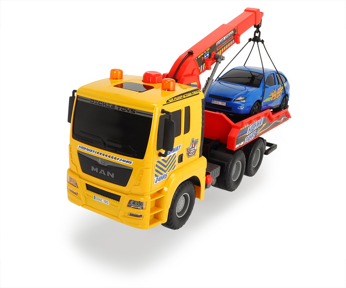 yellow tow truck toy