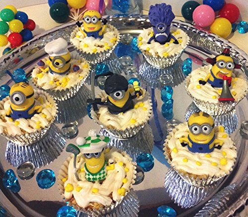 Minions Action Figures Despicable Me Set Of 8 Piece Toys Cake Topper Minion Stickers