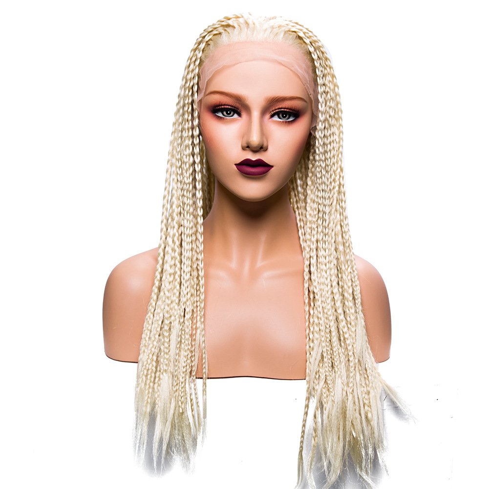 Wigs Long Braids Synthetic Lace Front Wigs 613 Blonde Color