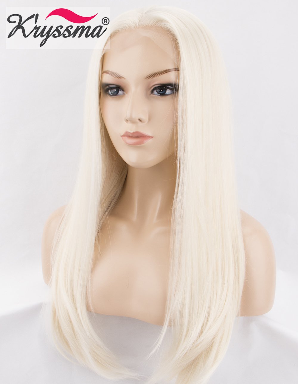 Wigs Kryssma Platinum Blonde Synthetic Lace Front Wigs For Women