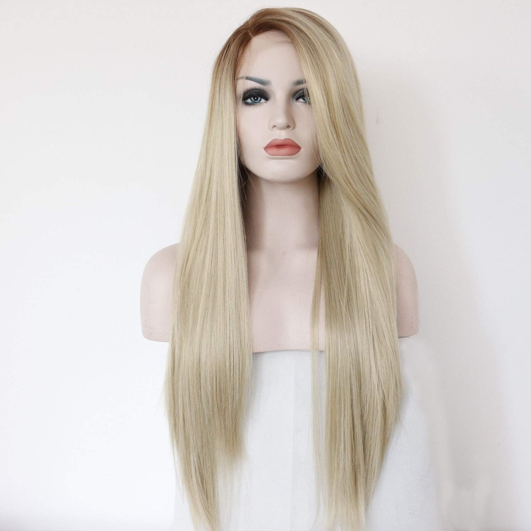 Wigs Synthetic Hair Ombre Blonde Lace Front Wigs Straight Light