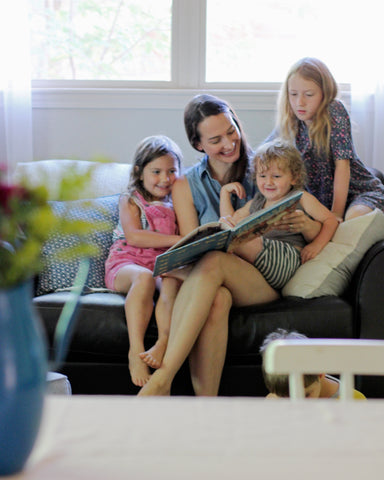Kate Saffle reading to her kids