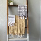 turkish towels on a ladder