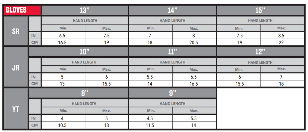 hockey gloves size guide