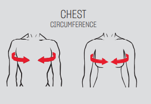 chest circumference shoulder pad sizes