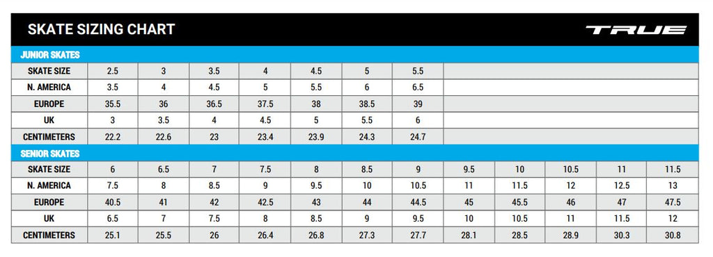 Size guide true tf skates