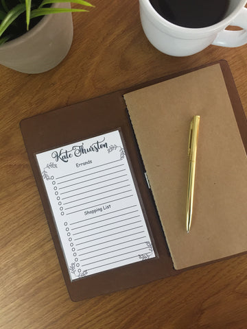 Bullet Journal DIY notepad in clear adhesive pocket for Travelers Journal