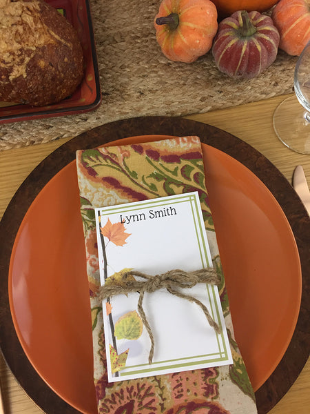 Thanksgiving DIY notepad as a place card