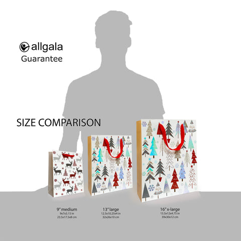 glitter xmas gift bag size comparison