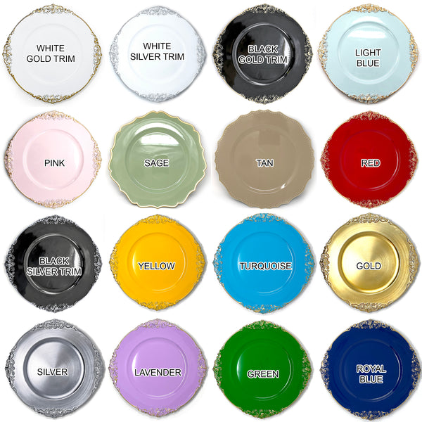allgala floral charger plates color chart