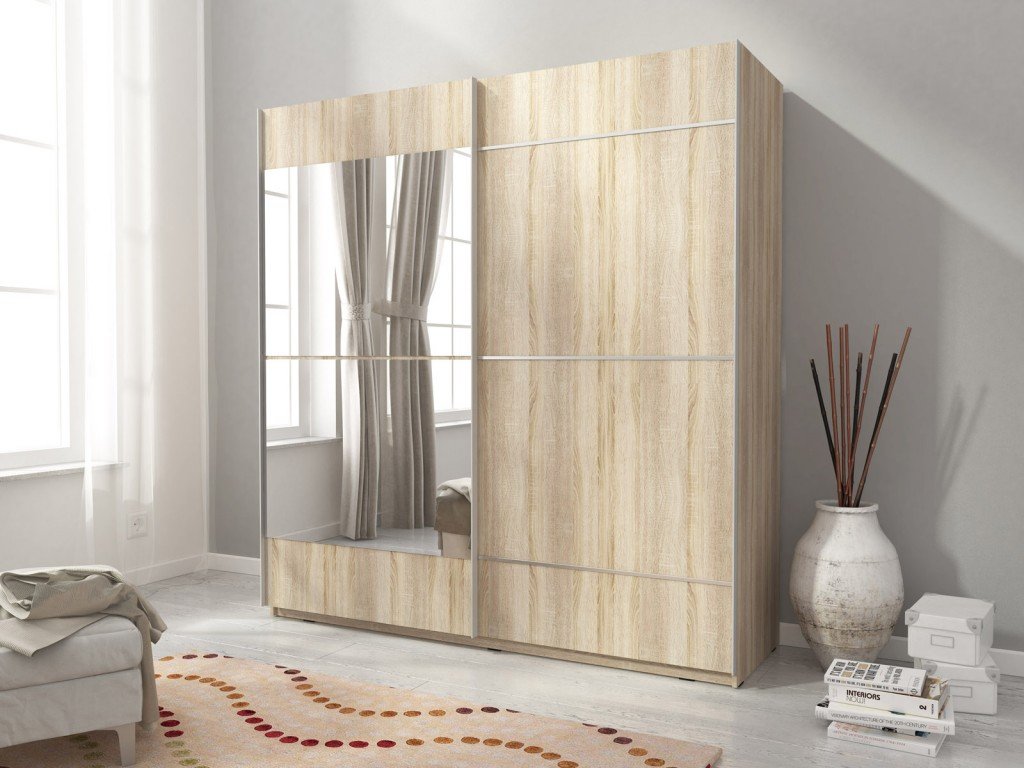 Mika 4 Sliding Door Wardrobe In Oak Sonoma 150cm