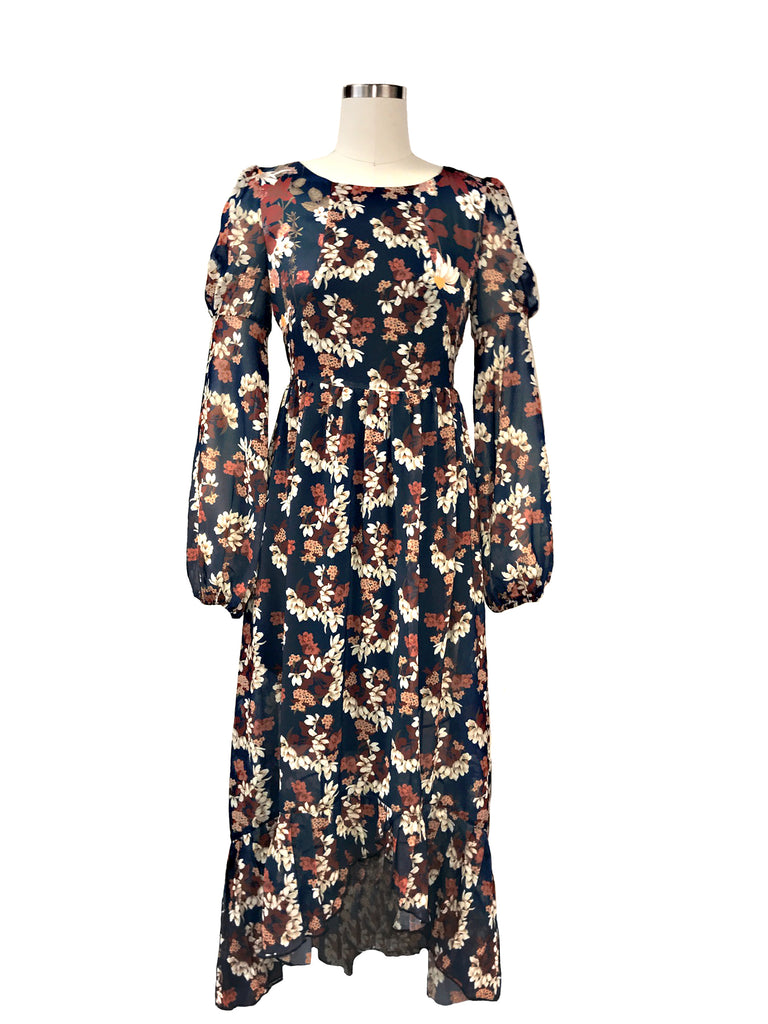 Historic New York Sheer Chamomile Floral Masquerade Maxi Dress