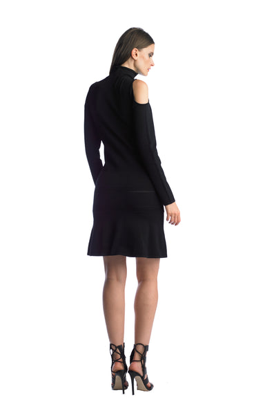 Historic New York Vocal Dress with cold shoulder and zip up turtle nec