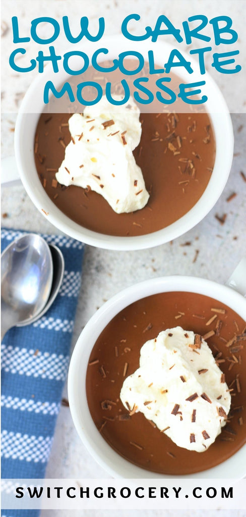2 bowls of chocolate mousse topped with whipped cream