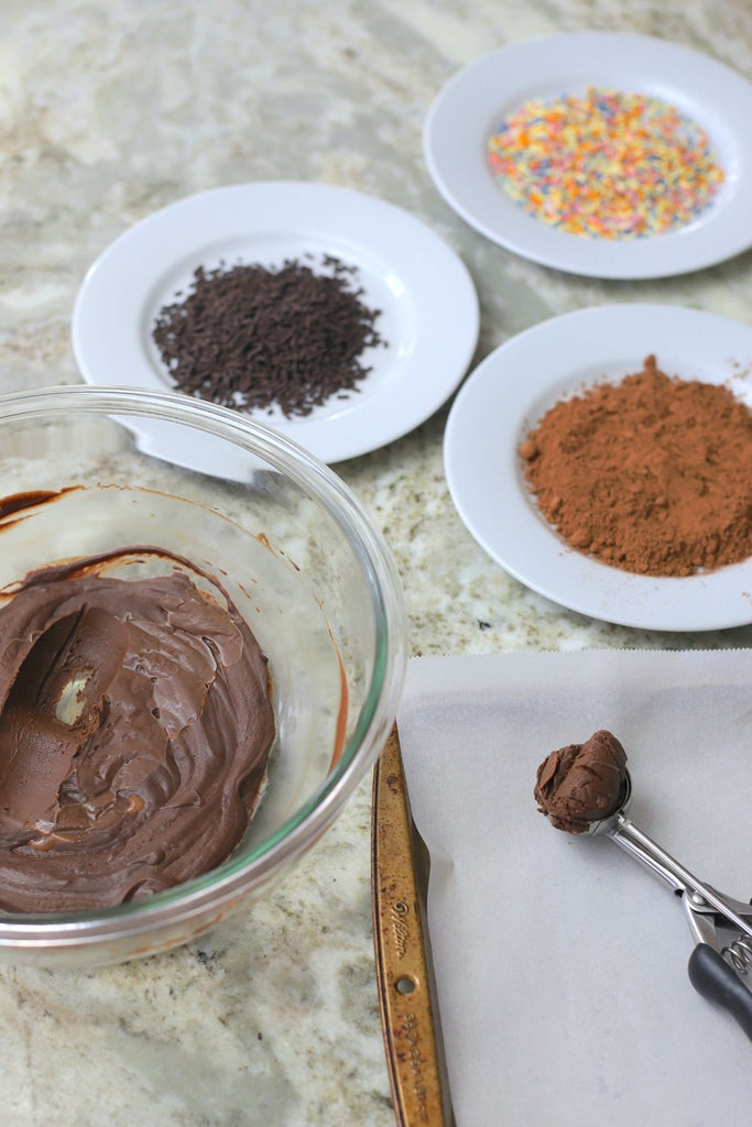 Scooping out the chocolate truffles