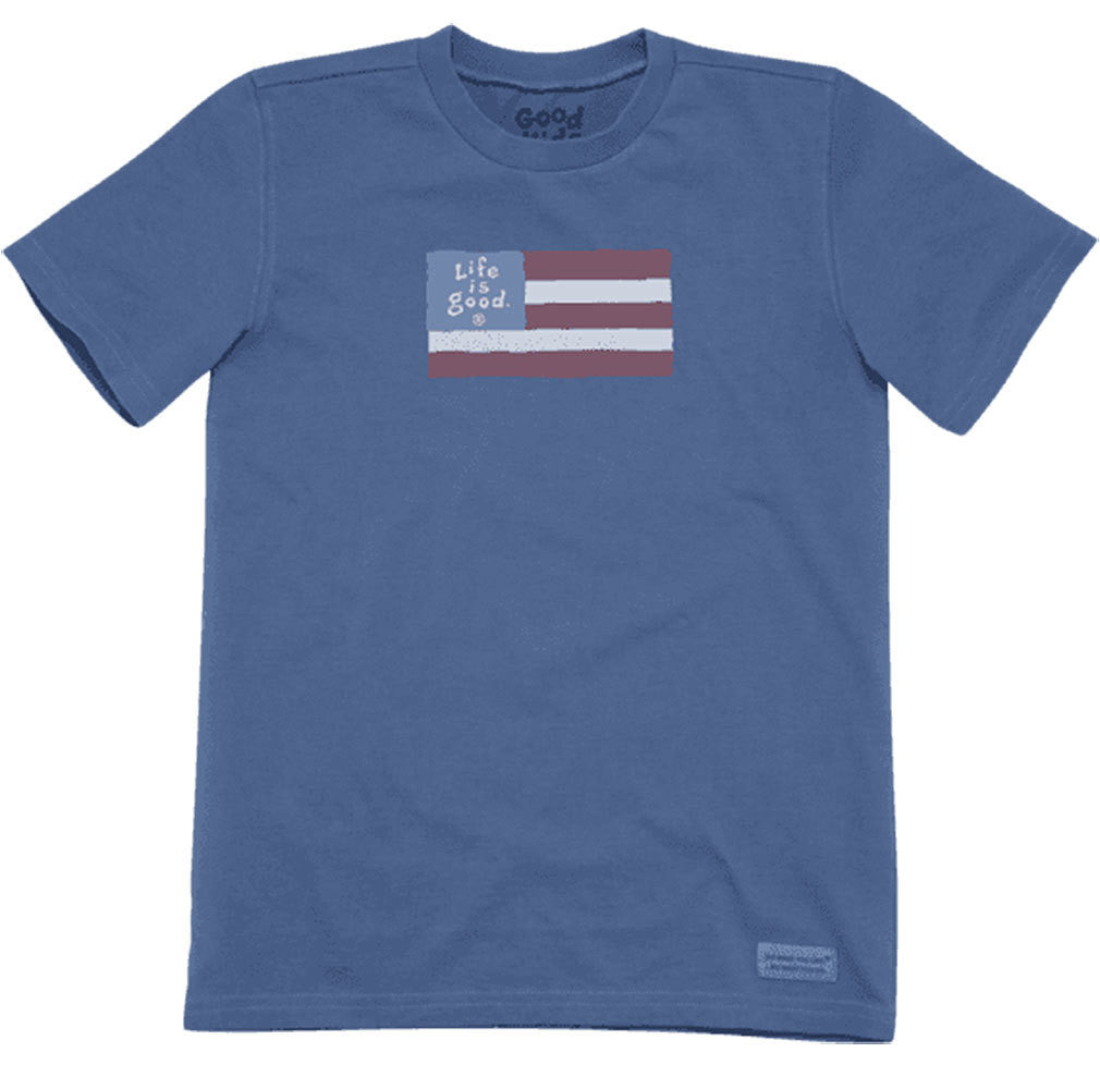 Life is good Boy's Flag Cotton Crusher T-Shirt BLUE L – ShoppingBlitz
