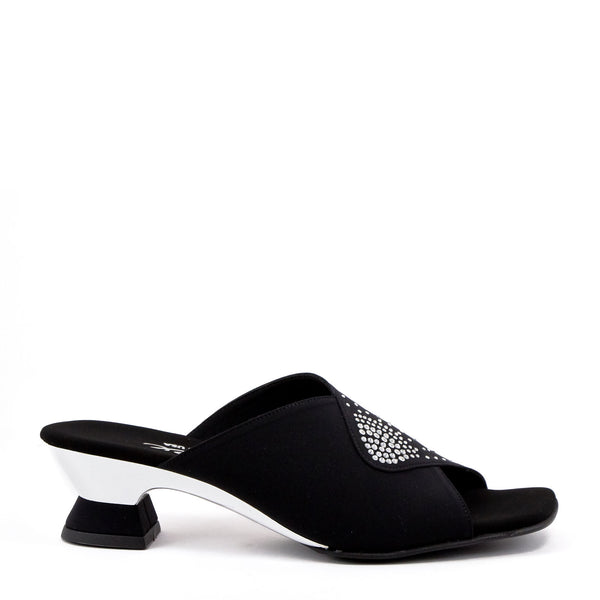 Black Low Heel Sandal By Onex Shoes | Flora Black Silver – Erik's Shoes