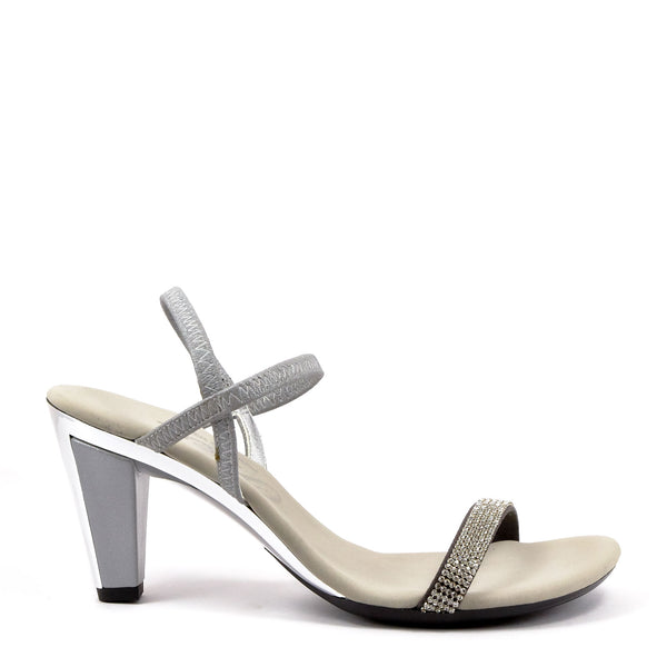 Silver Low Heel Strappy Sandals By Onex Shoes / Iced Matte Silver ...