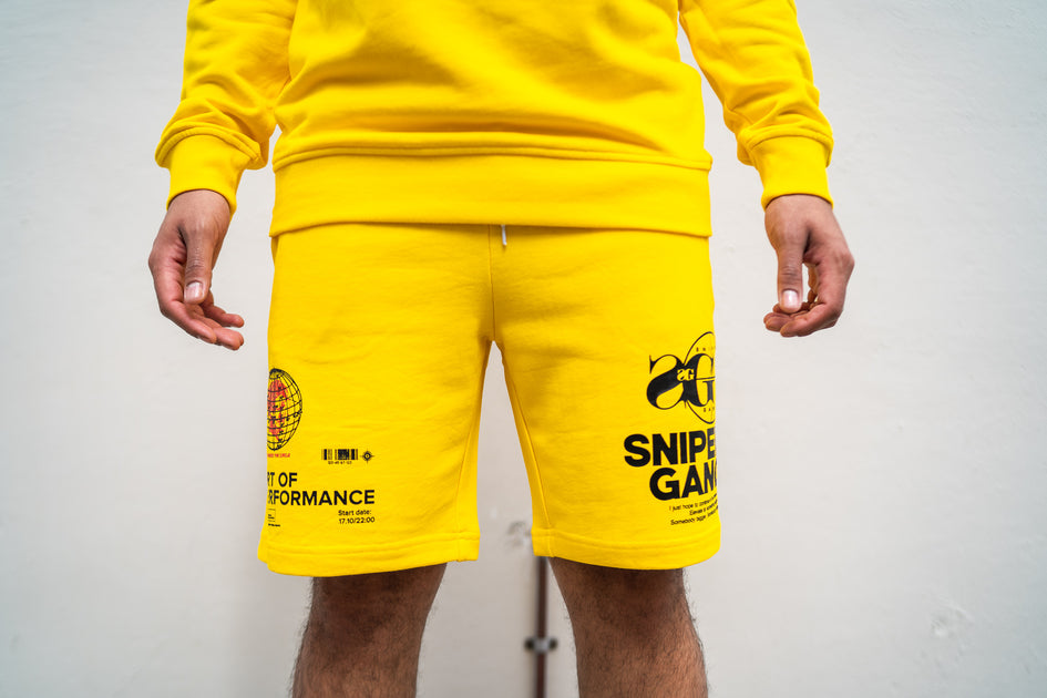 Sniper Gang AOP Sweatshorts (Yellow) | SNEAKER TOWN