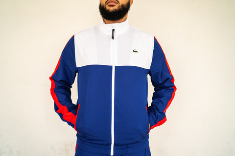 red white and blue lacoste tracksuit