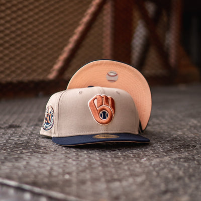 New Era Milwaukee Braves 1957 World Series Wheat UV (Navy/Tan)