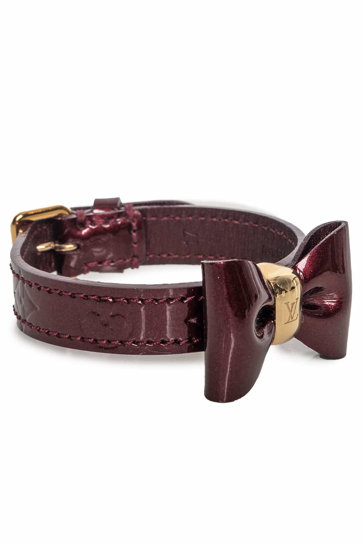 image of Louis Vuitton Vernis Monogram Leather Bow Bracelet