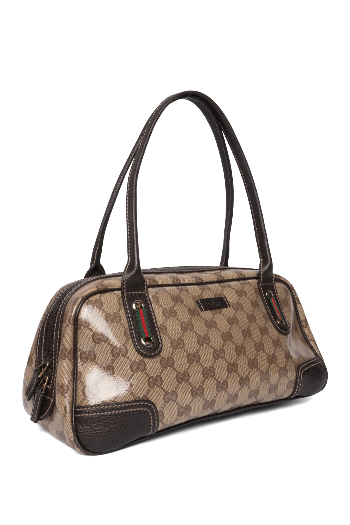 image of Gucci GG Crystal Canvas Web Princy Boston Shoulder Bag