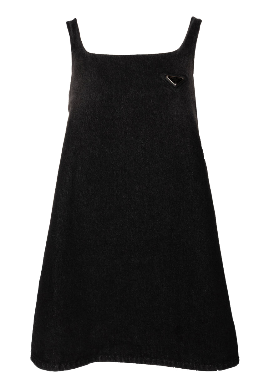 image of Prada Size 36 2022 Triangle Logo A-Line Denim Mini Dress