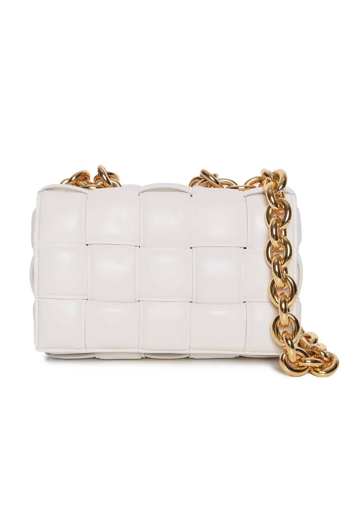 image of Bottega Veneta Chain Cassette Padded Intrecciato Leather Crossbody