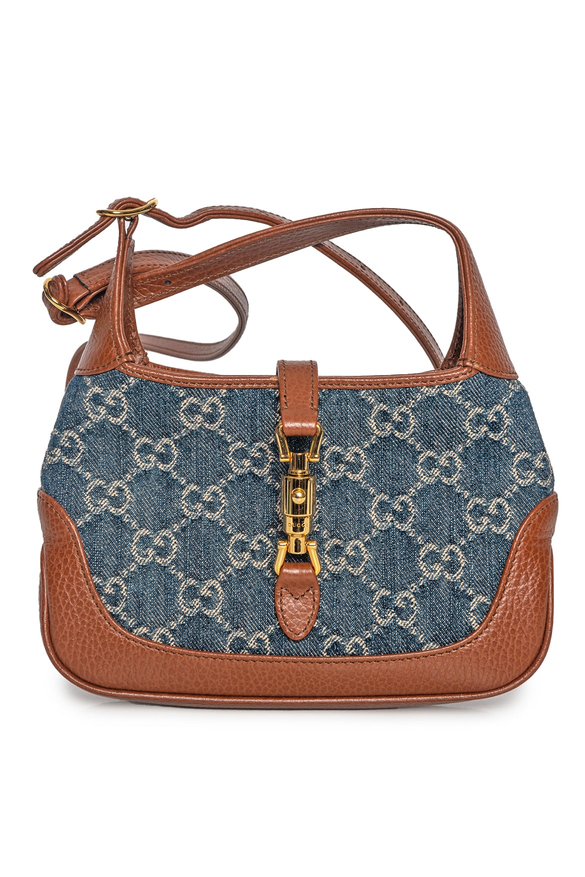 Image of Gucci Denim GG Monogram Calfskin Jackie 1961 Mini Crossbody