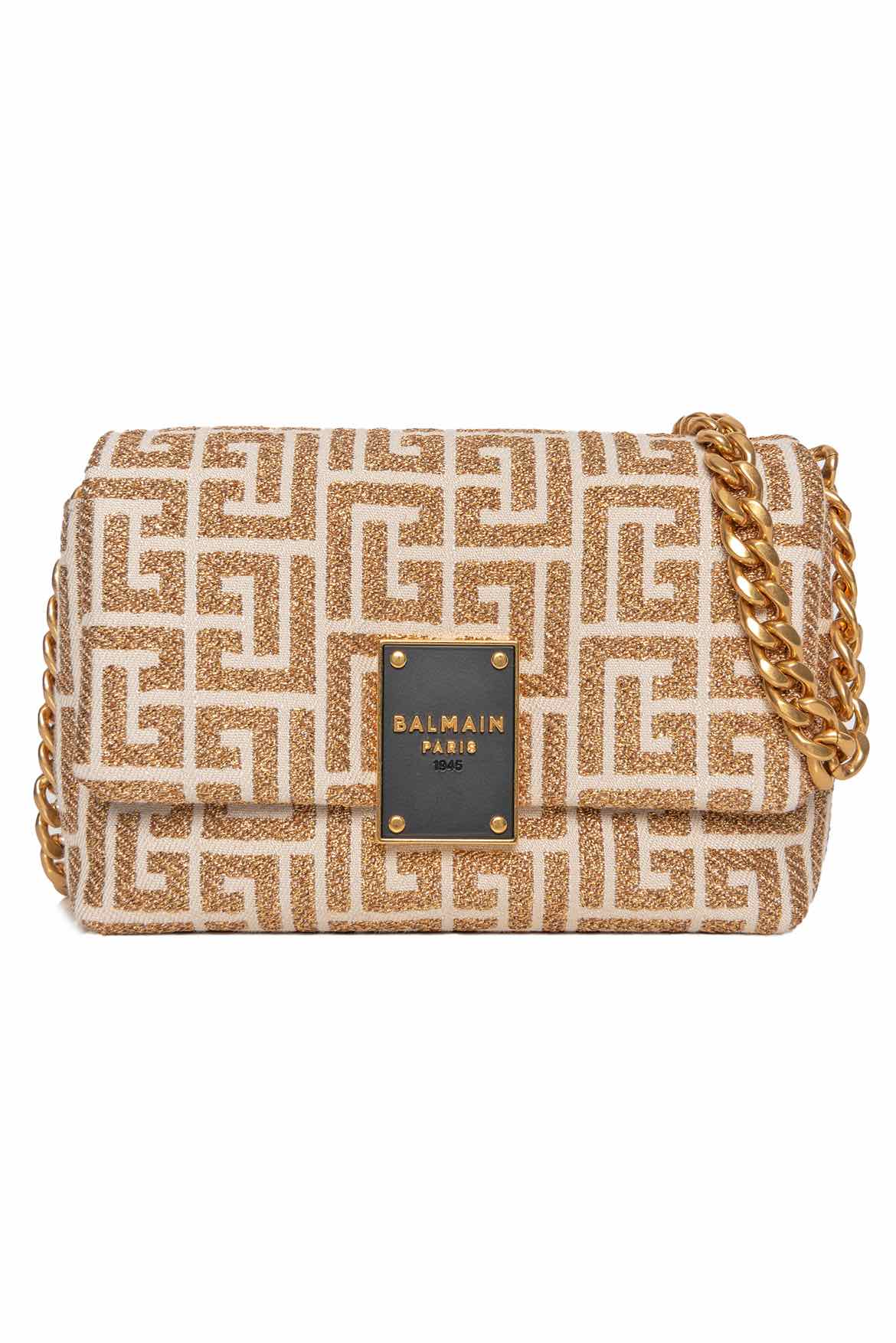 image of Balmain Mini Lurex Mono Jacquard Shoulder Crossbody