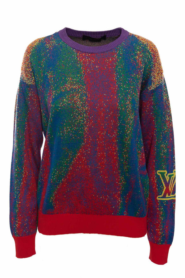 Luxury Louis Vuitton Full Monogram Jacquard Crewneck Sweatshirt Black  (2021)