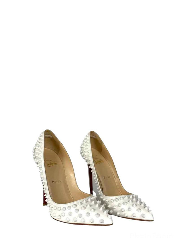 Christian Louboutin Silver Coarse Glitter Fabric And Mesh Follies Strass  Embellished Pointed Toe Pumps Size 36.5 Christian Louboutin | The Luxury