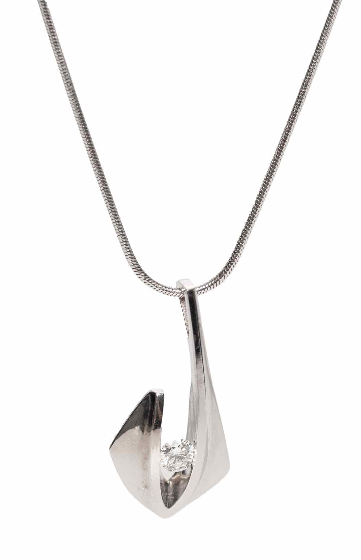 image of 14K White Gold & Diamond Pendant Necklace