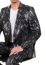 Black Silver Metallic 2-Pieces Suit