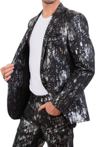 Black Silver Metallic 2-Pieces Suit