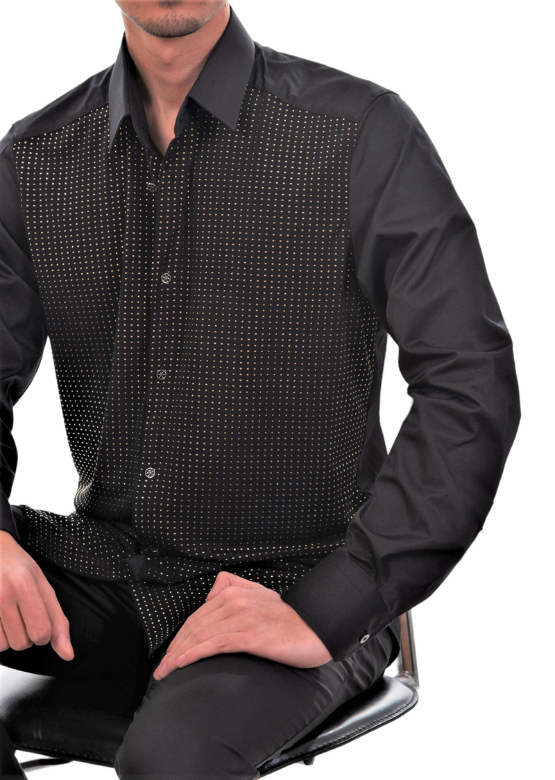 Black Round Silicon Studded Shirt