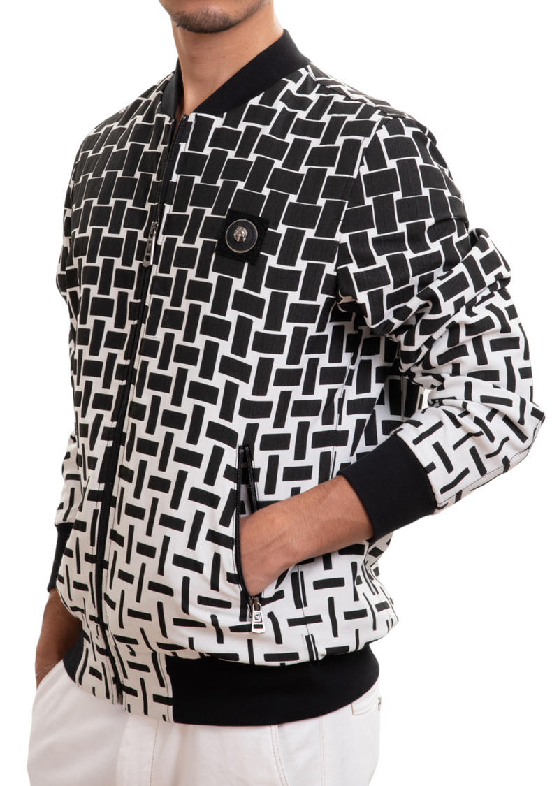 Black Geometric Jacquard Jacket