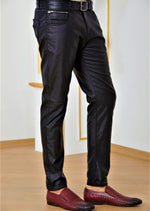 Navy Pocket Zipper Waxed Pants